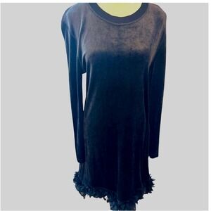 Vintage‎ Sonia Rykiel Paris Velvet Feather Hem Dress France Y2K Whimsigoth S